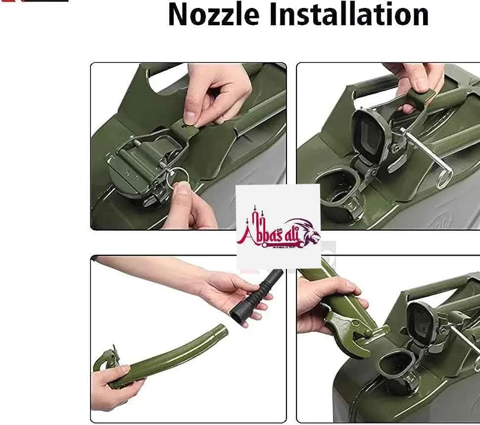 گالن فلزی بنزین عباسعلی برای بنزین/گازوئیل/آب با دهانه فلزی انعطاف پذیر (20 لیتر)