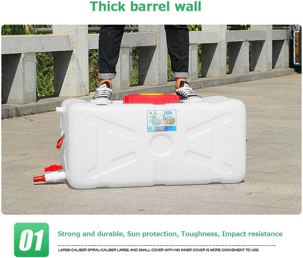 مخزن ذخیره آب پلاستیکی فضای باز XYLQXD، ظروف ذخیره آب آشامیدنی خانگی 200 لیتری، مخزن بشکه آب اضطراری با شیر روشن/خاموش، بشکه مواد شیمیایی صنعتی اسیدی و قلیایی