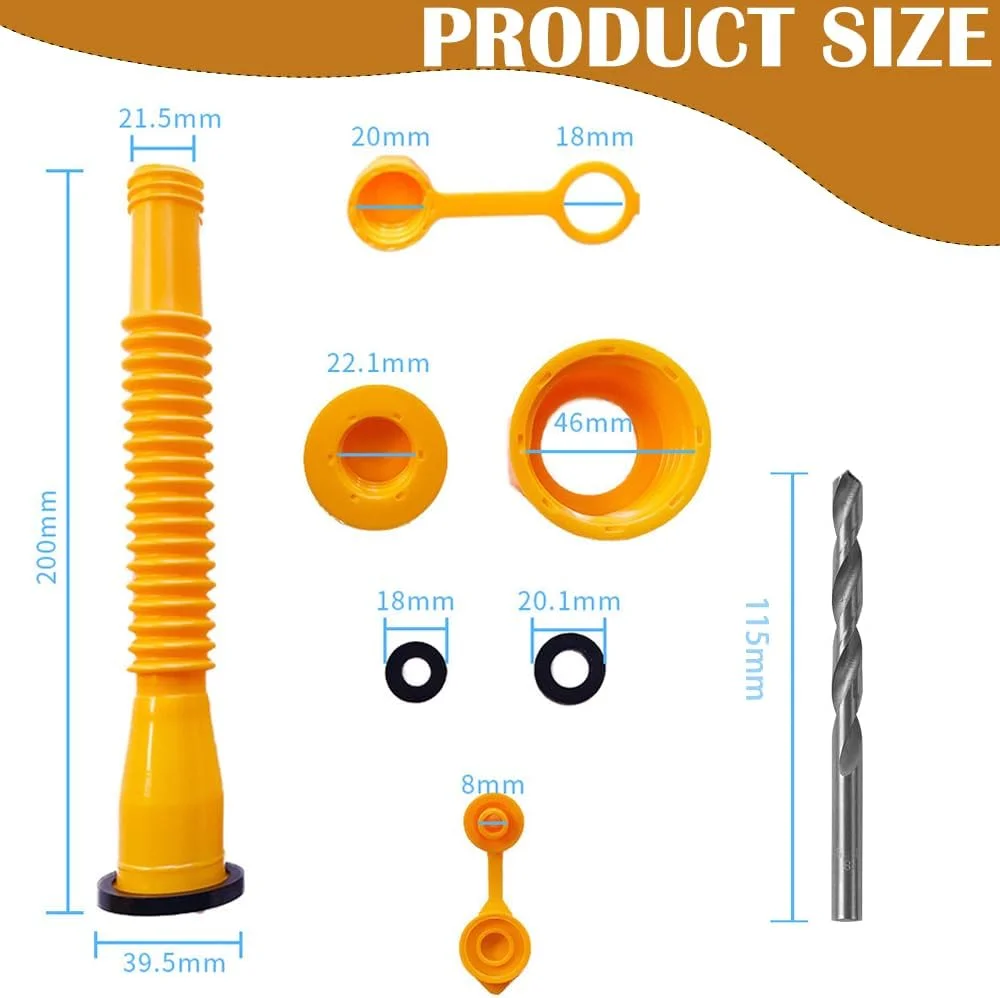 مجموعه 19 عددی جایگزین خروجی مخزن سوخت آرشانی، جایگزین نازل مخزن سوخت 1/2/5/10 گالن، 3 لوله خم شو، 3 رزوه ظریف، 3 یقه پیچی رزوه درشت، 3 درب رزوه ای، 6 درب هواکش، 1 درب مته