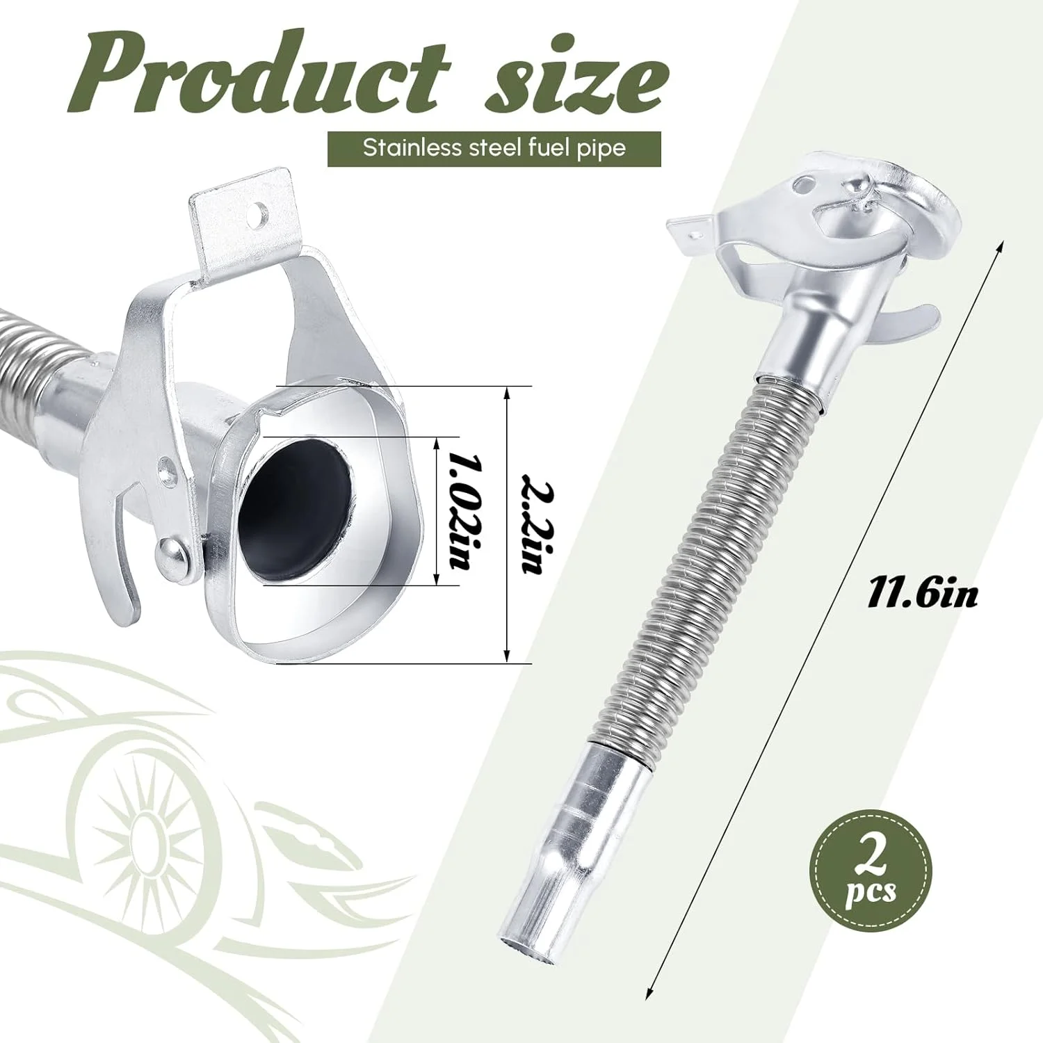 قیف انعطاف پذیر برای گالن سوخت، 2 عدد، لوله استیل ضد زنگ، مناسب برای گالن های 5 گالنی
