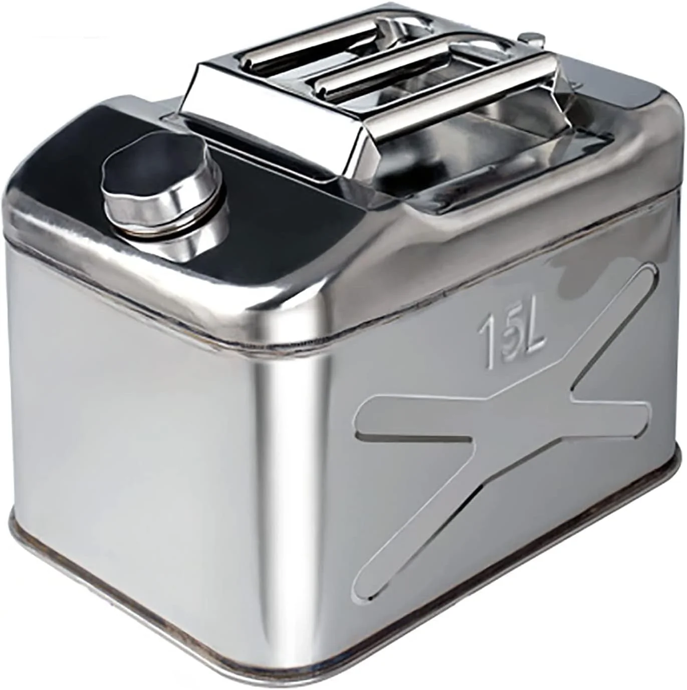 مخازن سوخت با ظرفیت بالا فولاد ضد زنگ 304، قوطی های بنزین قابل نصب روی خودرو، قوطی بنزین موتور سیکلت، ظروف روغن بنزین (15 لیتر)