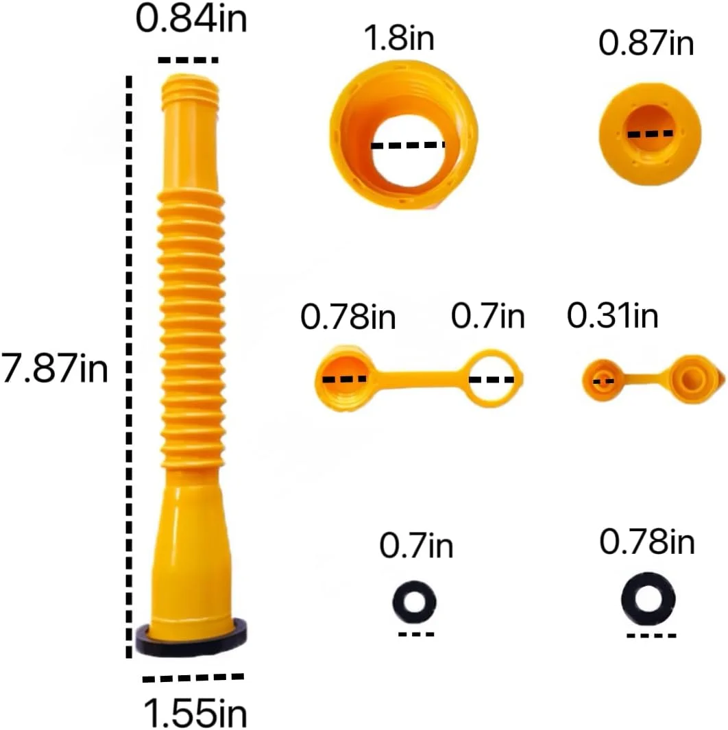 مجموعه 6 عددی نازل جایگزین برای دبه بنزین مناسب برای اکثر دبه های روغن 1/2/5/10 گالنی