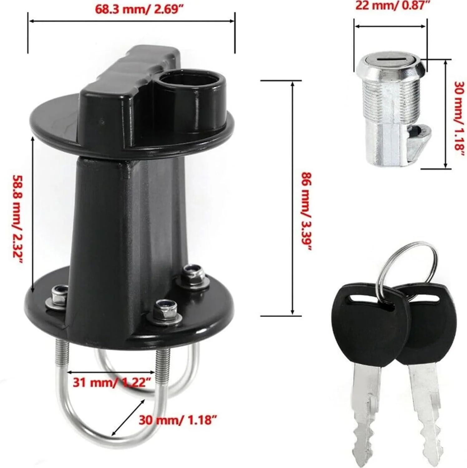 براکت مخزن سوخت با قفل، پایه مخزن سوخت 3/5 لیتری، قفل نگهدارنده براکت کلید گالن بنزین، قفل براکت مخزن روغن سوخت