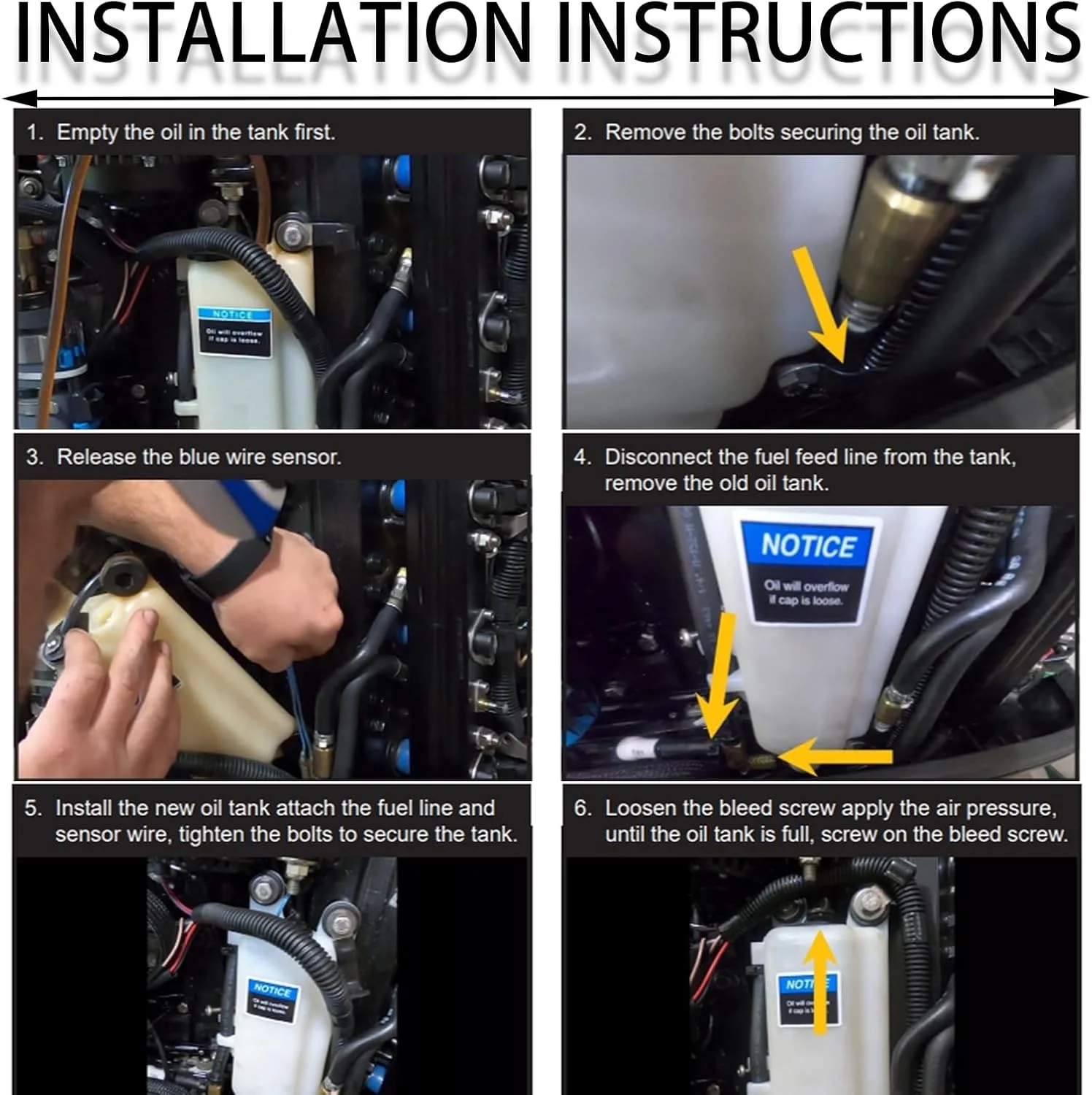 مجموعه مخزن روغن CTcar مدل 1200-8M0063190/833069T9 مناسب برای موتورهای قایقی Mercury 833069T6 مدل های 110 JET 115 135 150 Optimax 175 200 225 240 HP EFI سال های 2000-2014 Sportjet Mariner Pro XS