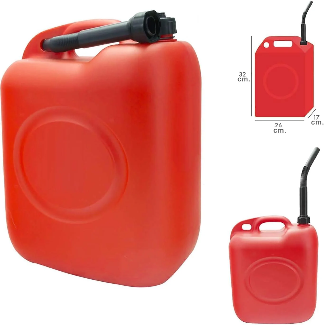 گالن بنزین با خروجی پلاستیکی و دسته حمل در 3 سایز مختلف، مناسب برای گازوئیل (10 لیتر)