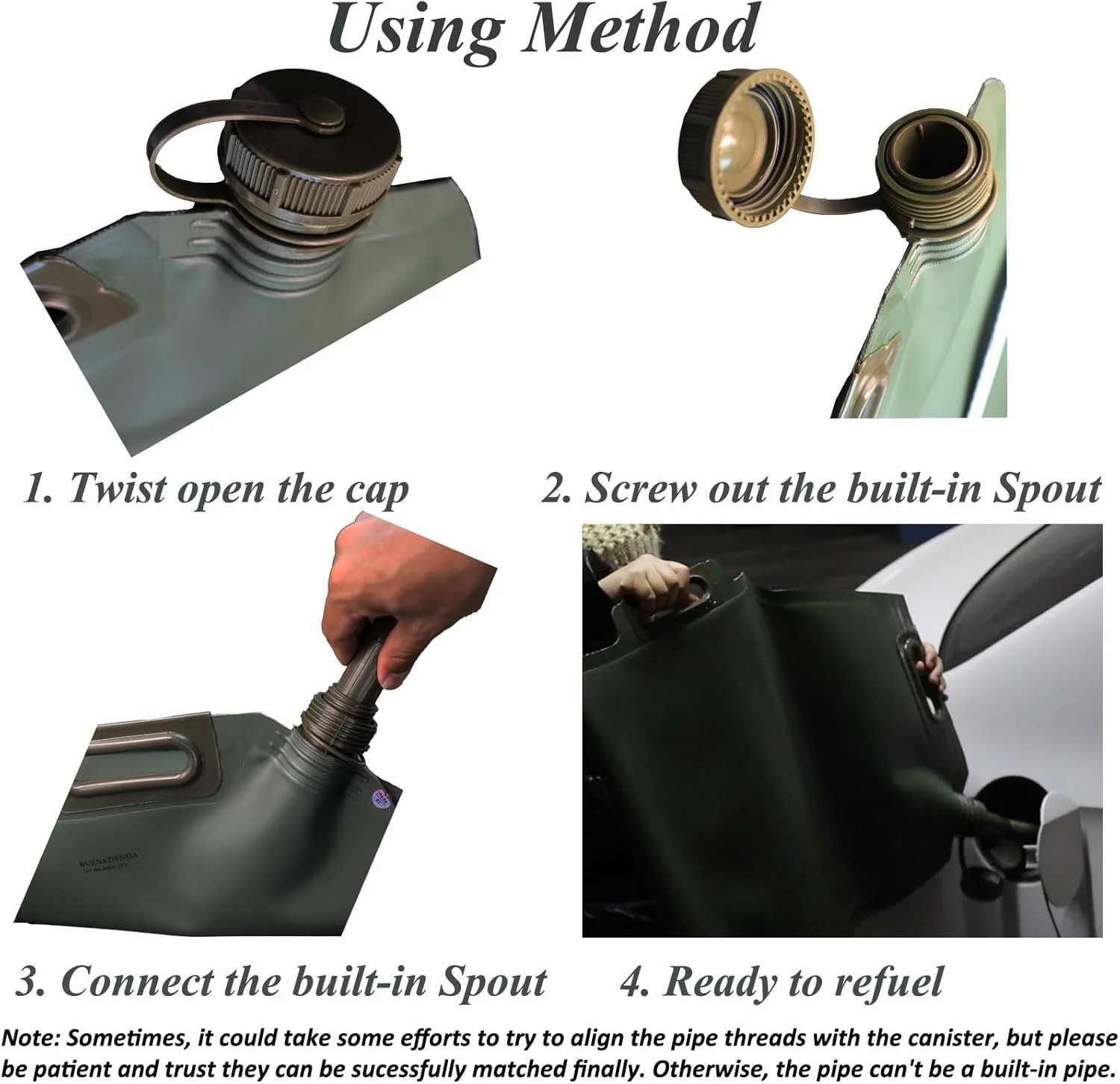 ظرف سوخت تاشو فوق سبک TPU ضخیم شده BUENATIENDA (سبز) (20 لیتر)