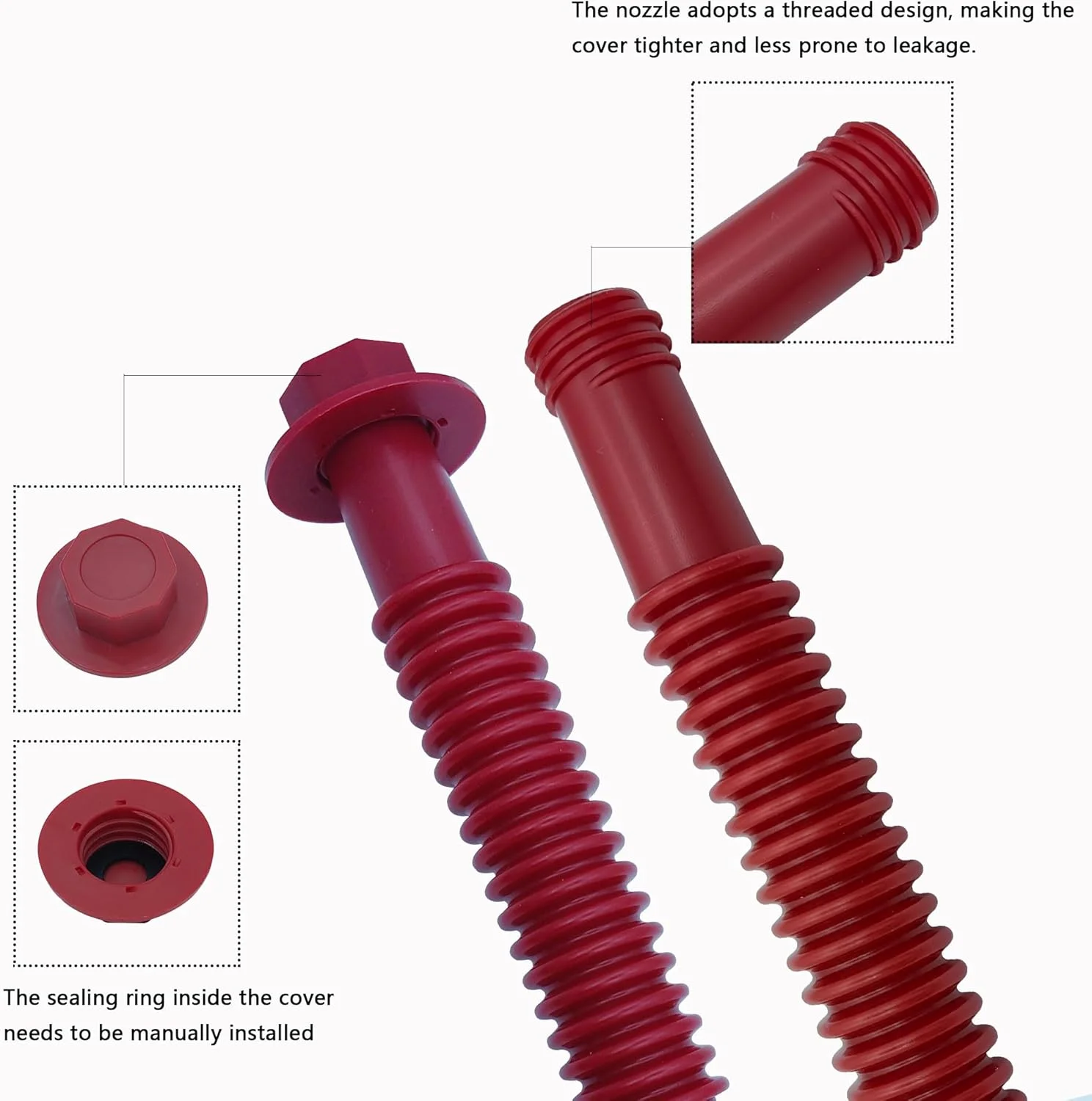 کیت جایگزینی نازل مخزن سوخت CARONIN، نازل مخزن سوخت مدل قدیمی برای نصب آسان، نازل انعطاف پذیر سازگار با اکثر مخازن روغن 1/2/5/10 گالنی (مجموعه 6 عددی - قرمز)