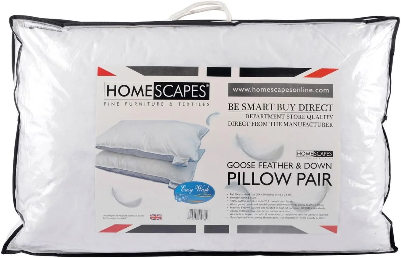 بالش پر غاز و پر اردک هوم اسکیپس، ست 2 عددی بالش طبیعی 50 در 75 سانتی متر