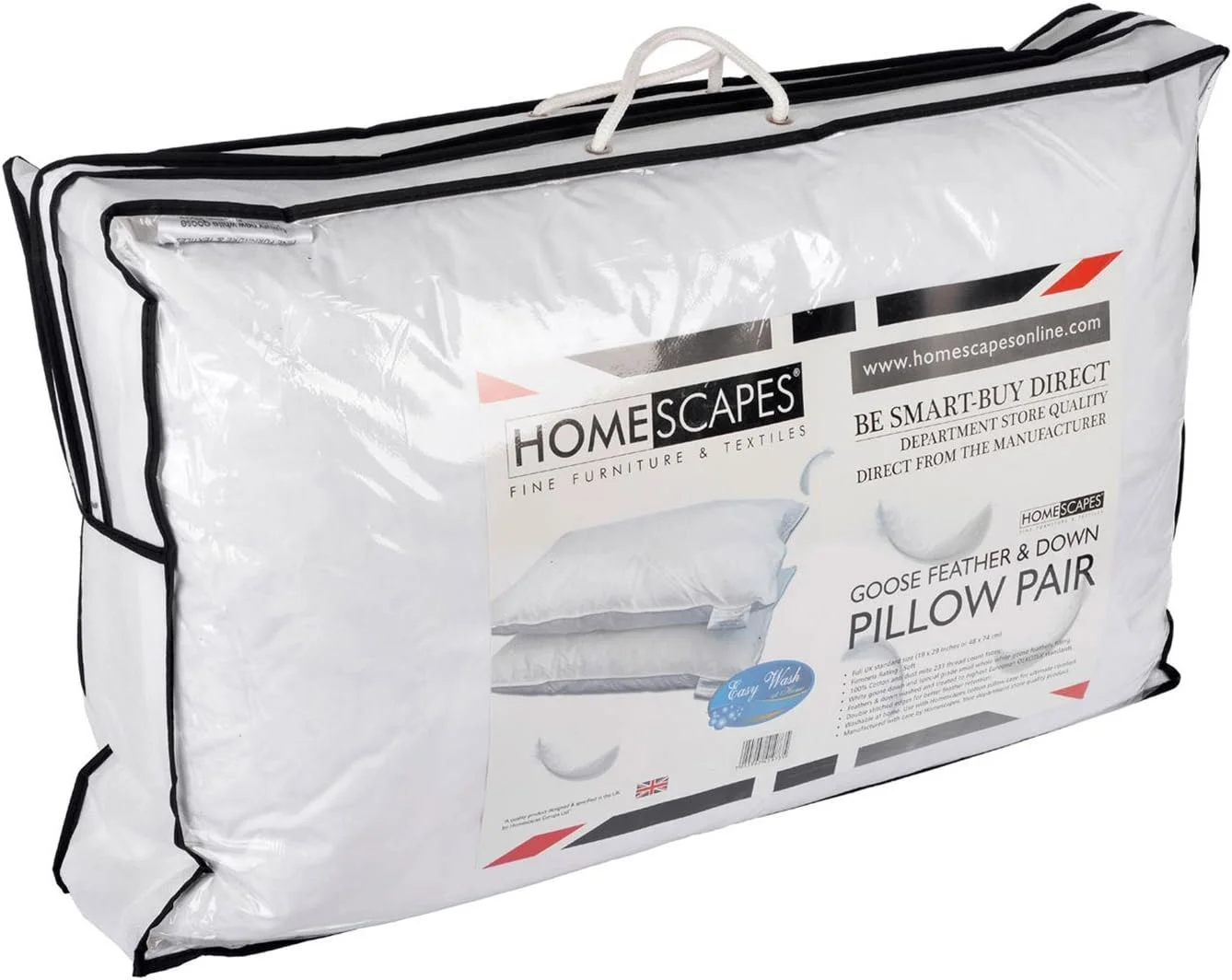 بالش پر غاز و پر اردک هوم اسکیپس، ست 2 عددی بالش طبیعی 50 در 75 سانتی متر