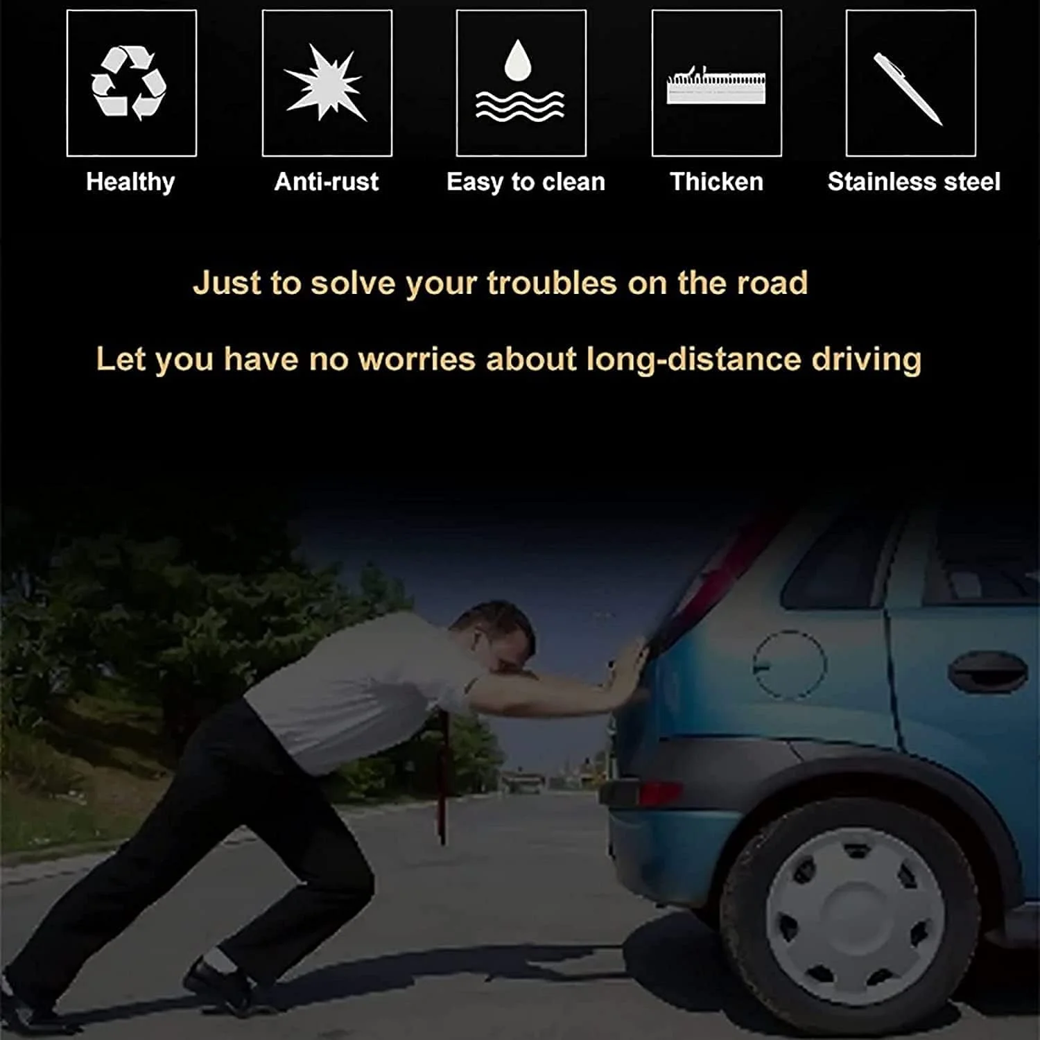 CQMjzwh گالن سوخت، گالن بنزین، گالن استیل ضد زنگ 304 برای سوخت، بنزین، گازوئیل، روغن - مخزن قابل حمل برای خودرو، ون، کامیون، موتور سیکلت (سایز: 20 لیتر)(10 لیتر)