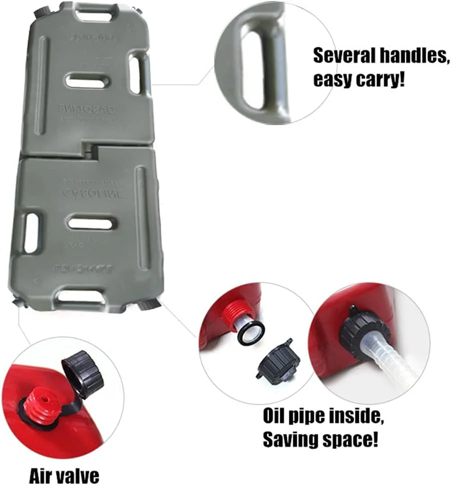 CQMjzwh گالن سوخت 10 لیتری قابل حمل، گالن های بنزین پلاستیکی جدا شونده با لوله روغن و قفل، گالن های گازوئیل برای حمل و نقل و ذخیره سازی مسافرتی، با قفل، 10 لیتر * 2 (بدون قفل)