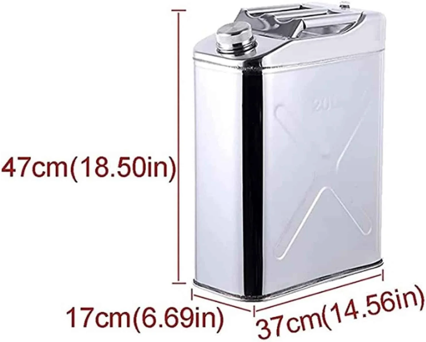 گالن سوخت 20 لیتری فلزی، تانک سوخت قابل حمل از جنس استیل ضد زنگ 304، گالن بنزین برای ذخیره سازی سوخت اضطراری خودروها (سایز: 20 لیتر)