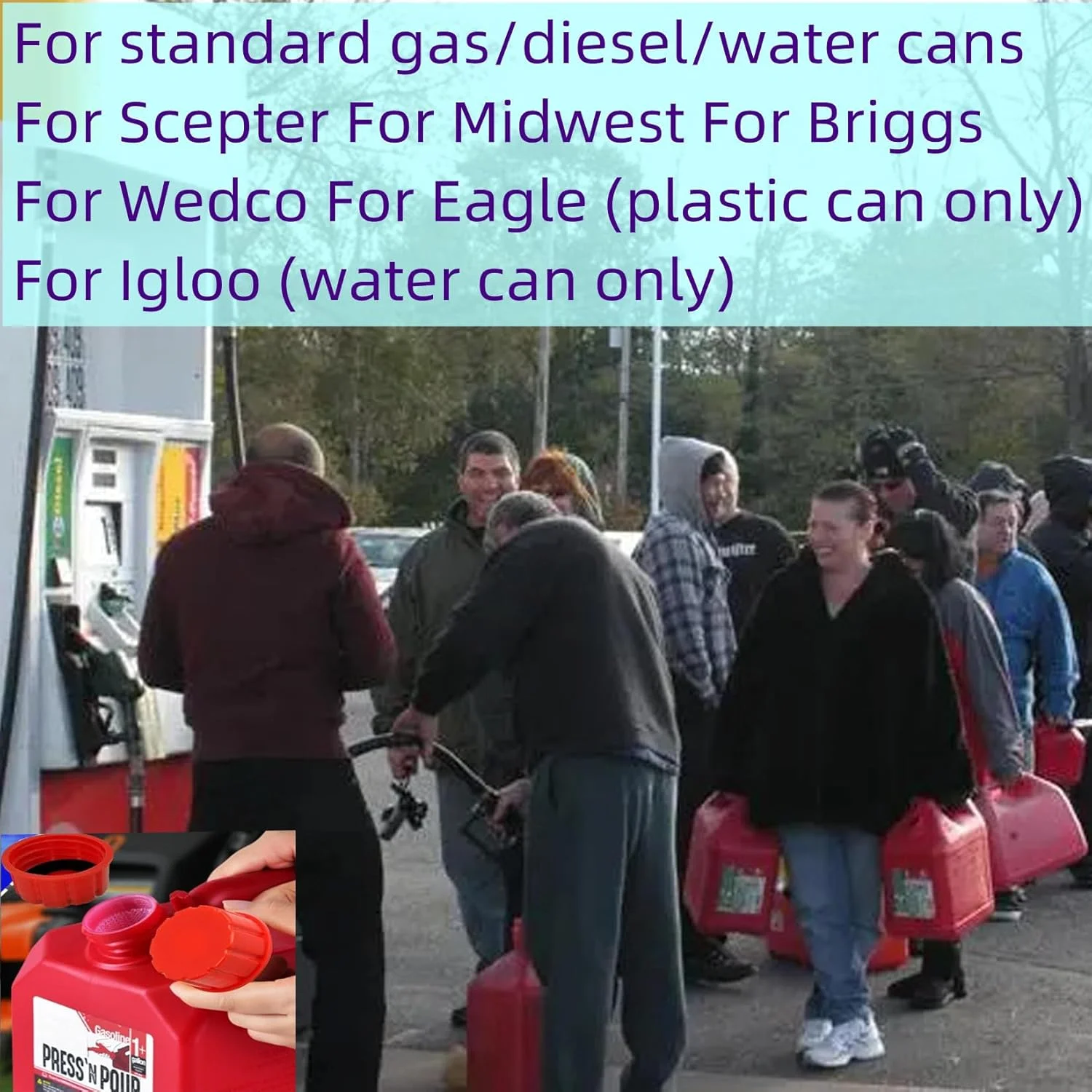 درب باک بنزین با رزوه درشت، جایگزین درب باک بنزین (8 عددی)، باک بنزین قابل حمل با خروجی قدیمی - مناسب برای بنزین و سوخت مسابقه