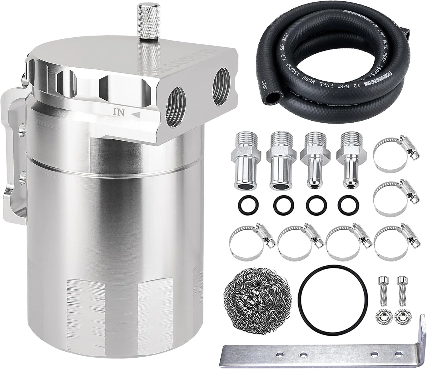 مخزن ذخیره روغن ای ویل انرژی، 300 میلی لیتر، مخزن آلومینیومی جداکننده روغن هوا با شلنگ سوخت NBR به طول 5 فوت و شناسه 3/8 اینچ