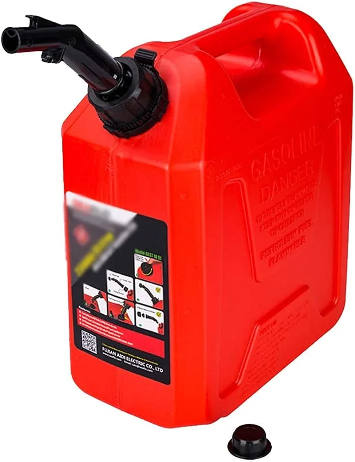 گالن پلاستیکی قابل حمل 10 لیتری، مخزن سوخت ایمنی ضخیم شده با نازل، مناسب حمل بنزین، گازوئیل، مسافرت و کمپینگ، 10 لیتر