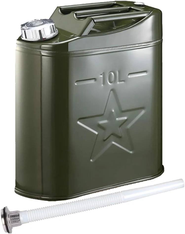 گالن سوخت فلزی قابل حمل 10 لیتری، ضد زنگ و ضد نشت، مناسب برای حمل بنزین، گازوئیل و نفت، 29.5×13.5×37 سانتی متر