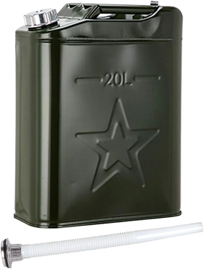 گالن بنزین قابل حمل 20 لیتری، ضد زنگ و ضد نشت با لوله روغن، مناسب برای مسافرت، کمپینگ و حمل و نقل، 20 لیتر