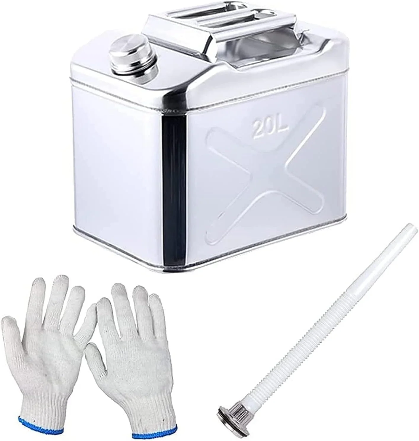 گالن های بنزین فلزی قابل حمل، ضد زنگ فولاد ضد زنگ 304، مخزن ذخیره سازی روغن سوخت برای ذخیره بنزین و گازوئیل، پشتیبان اضطراری برای وسایل نقلیه (رنگ: A، اندازه: 15 لیتر)(20 لیتر)