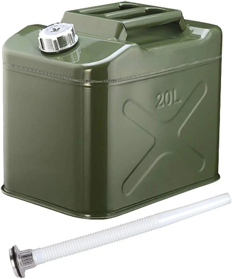 ظرف بنزین فلزی قابل حمل با ظرفیت بالا، ضد زنگ و ضد نشت، مناسب برای مسافرت، کمپینگ، بنزین، گازوئیل و روغن، 20 لیتر