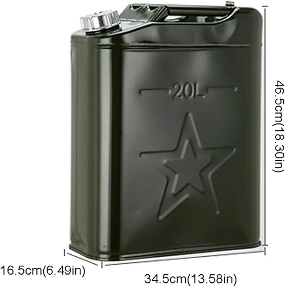 گالن فلزی ضد زنگ با ظرفیت بالا، گالن سوخت ضخیم قابل حمل با لوله روغن، مناسب برای خانه/خودرو/کشتی کوچک/ماشین چمن زنی/مسافرت/کمپینگ، 20 لیتر (20 لیتر)