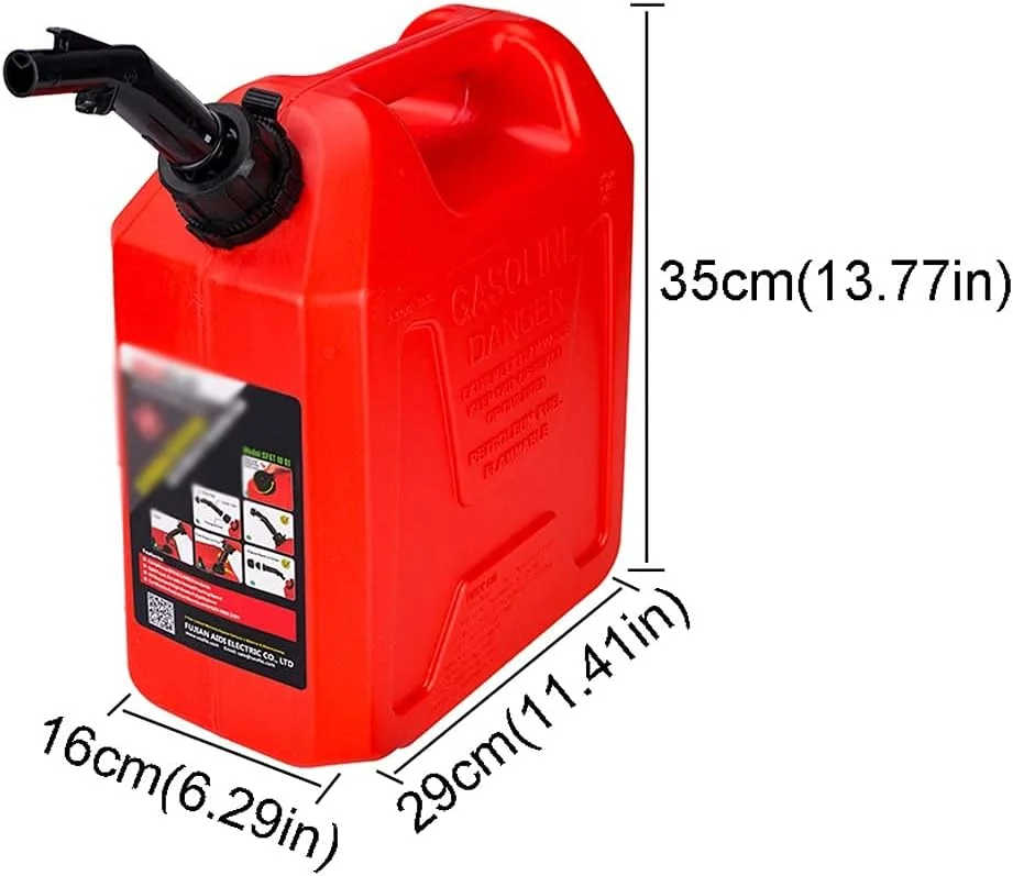 گالن پلاستیکی قابل حمل 10 لیتری، مخزن سوخت ایمنی ضخیم شده با نازل، مناسب حمل بنزین، گازوئیل، مسافرت و کمپینگ، 10 لیتر