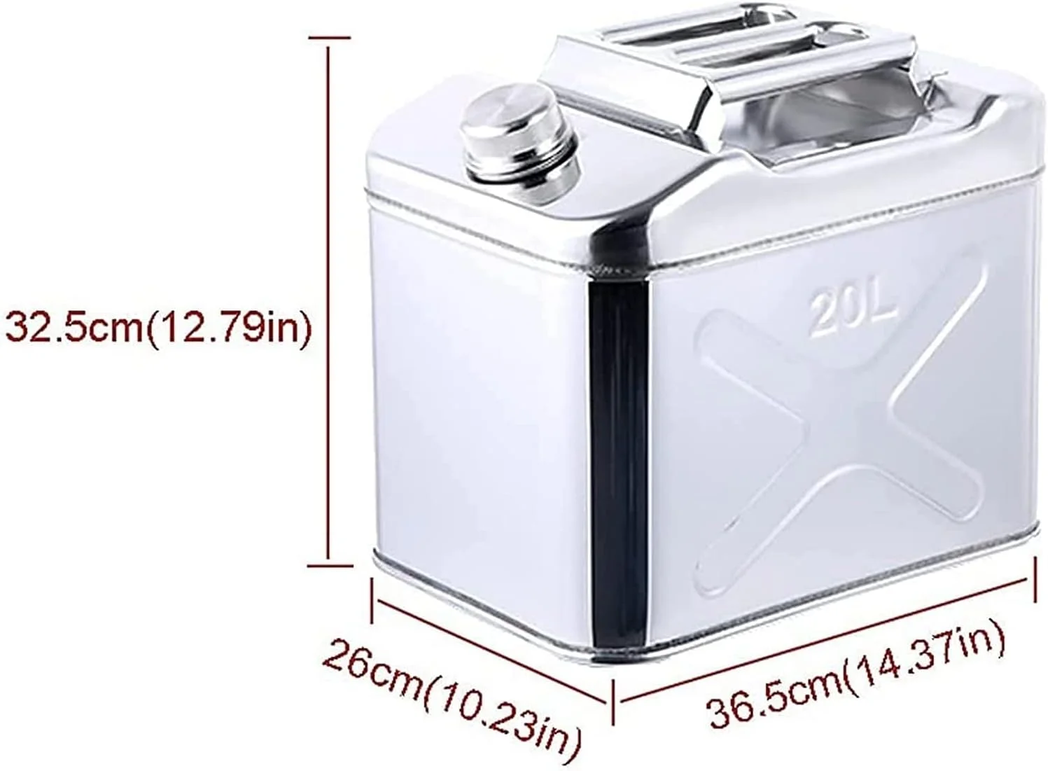 گالن های بنزین فلزی قابل حمل، ضد زنگ فولاد ضد زنگ 304، مخزن ذخیره سازی روغن سوخت برای ذخیره بنزین و گازوئیل، پشتیبان اضطراری برای وسایل نقلیه (رنگ: A، اندازه: 15 لیتر)(20 لیتر)