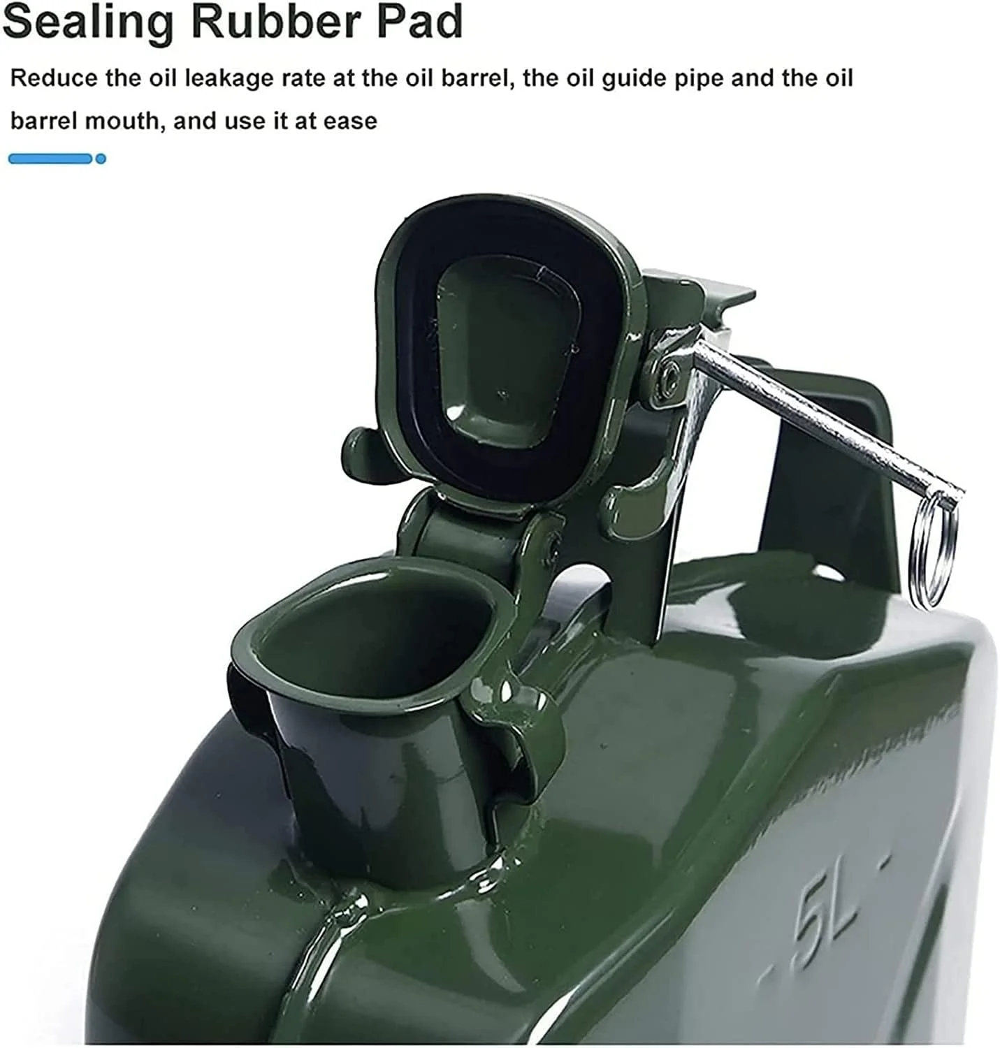 گالن فلزی بنزین، گالن سوخت، گالن سبز 5، 10، 20 لیتری فلزی با دهانه فلزی انعطاف پذیر - برای بنزین، روغن دیزل و مایعات (سایز: 5 لیتری)(20 لیتری)