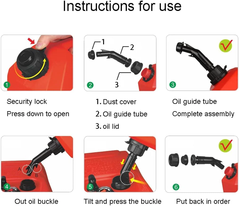 گالن پلاستیکی قابل حمل 10 لیتری، مخزن سوخت ایمنی ضخیم شده با نازل، مناسب حمل بنزین، گازوئیل، مسافرت و کمپینگ، 10 لیتر