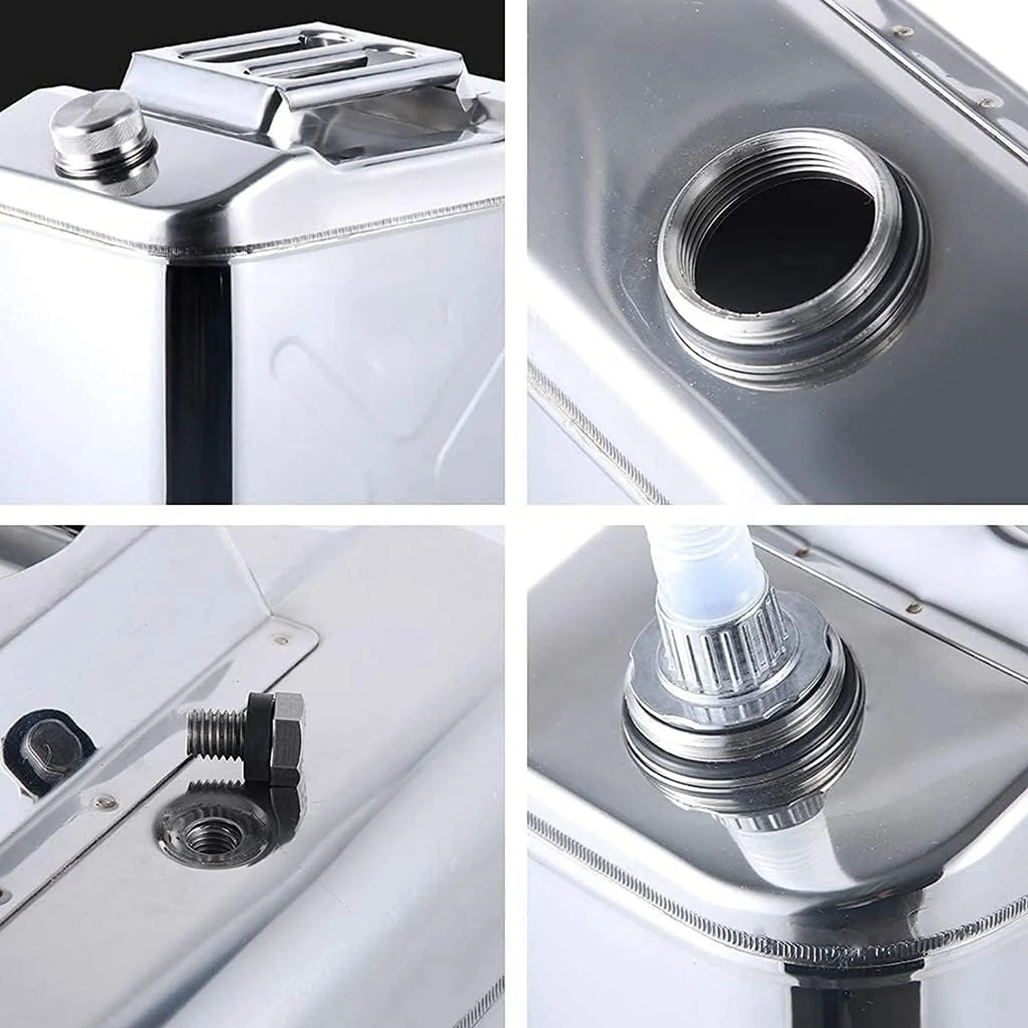 گالن های بنزین فلزی قابل حمل، ضد زنگ فولاد ضد زنگ 304، مخزن ذخیره سازی روغن سوخت برای ذخیره بنزین و گازوئیل، پشتیبان اضطراری برای وسایل نقلیه (رنگ: A، اندازه: 15 لیتر)(20 لیتر)