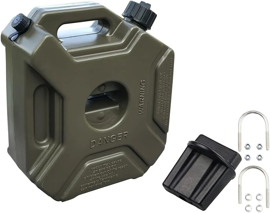 گالن سوخت پلاستیکی 5 لیتری، گالن بنزین ضخیم قابل حمل با لوله روغن، مناسب برای حمل و نگهداری موتور سیکلت، کمپینگ، 5 لیتر