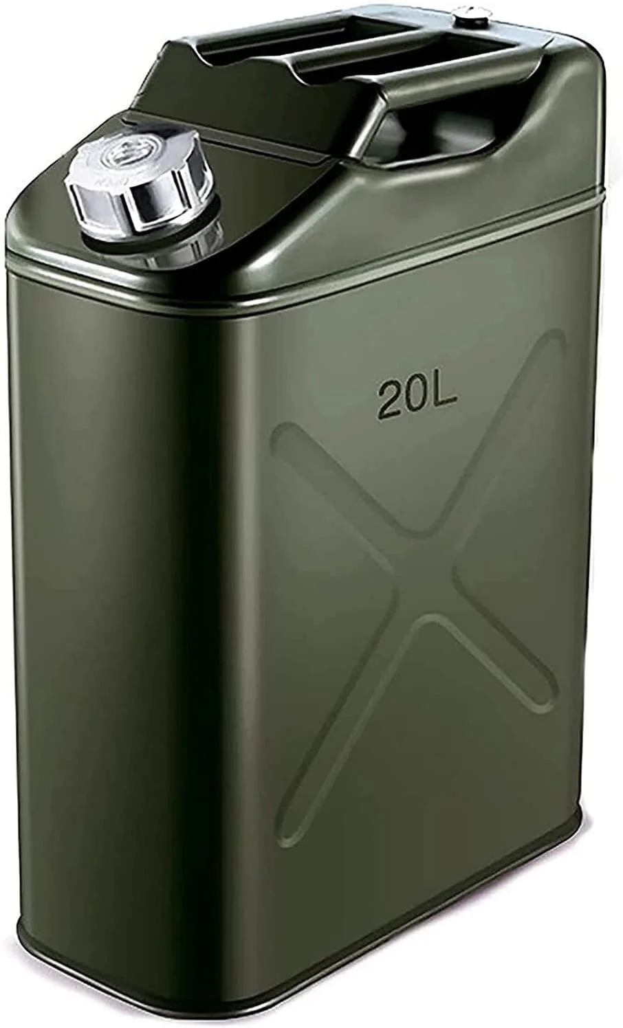 مخزن ذخیره روغن سوخت 20 لیتری فلزی با قیف انعطاف پذیر، مناسب برای ذخیره بنزین، گازوئیل و روغن برای موتور، خودروهای شاسی بلند و ATV