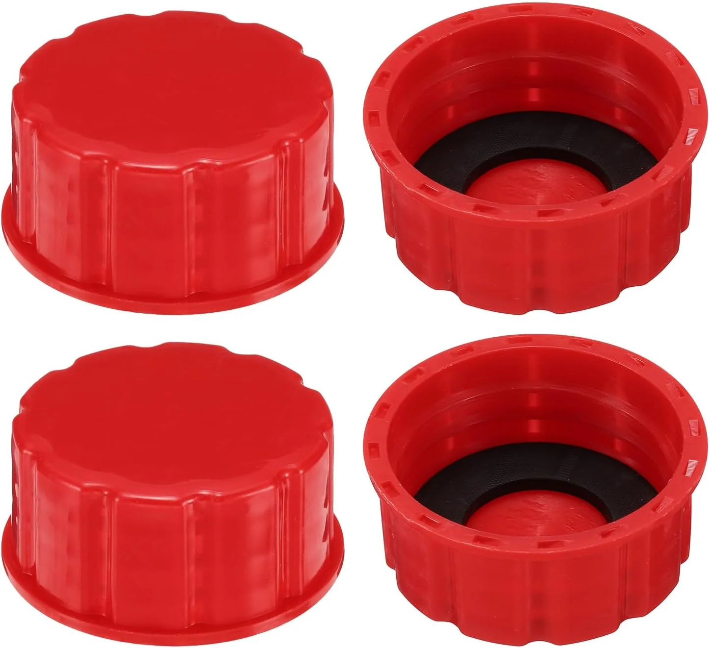 درب باک بنزین HARFINGTON، بسته 4 عددی، درب جایگزین باک بنزین با رزوه درشت، درب باک بنزین/آب، قرمز