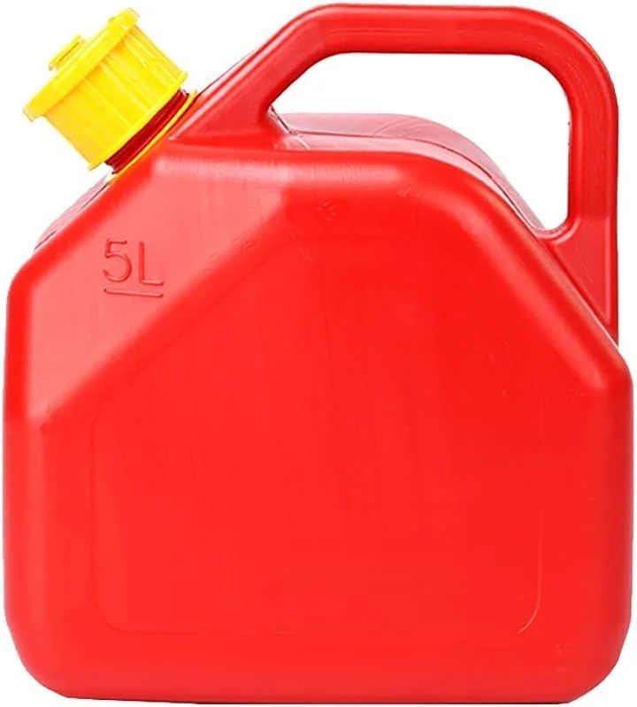 ظرف سوخت قابل حمل 5 لیتری - ظرف پلاستیکی مقاوم با لوله راهنمای روغن، طراحی ضد نشت برای نگهداری بنزین، گازوئیل و روغن