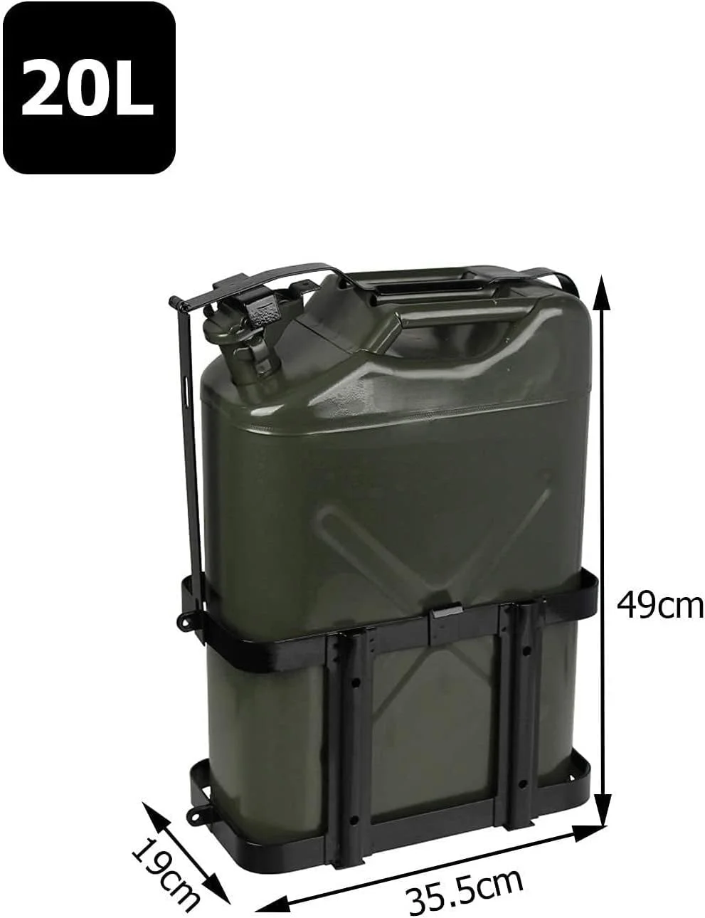گالن سوخت 10/20 لیتری، مخزن سوخت قابل حمل با قفسه درام روغن و خروجی جهانی، ضد ریزش فلزی برای خودرو و موتورسیکلت (اندازه: 20 لیتر)(20 لیتر)