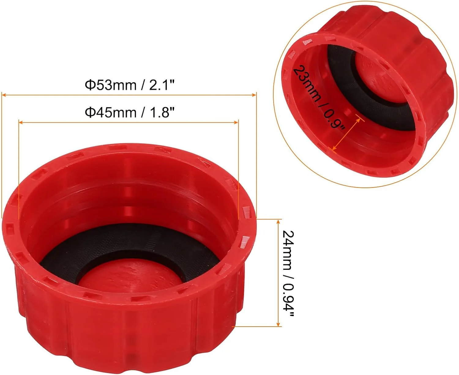 درب باک بنزین HARFINGTON، بسته 4 عددی، درب جایگزین باک بنزین با رزوه درشت، درب باک بنزین/آب، قرمز