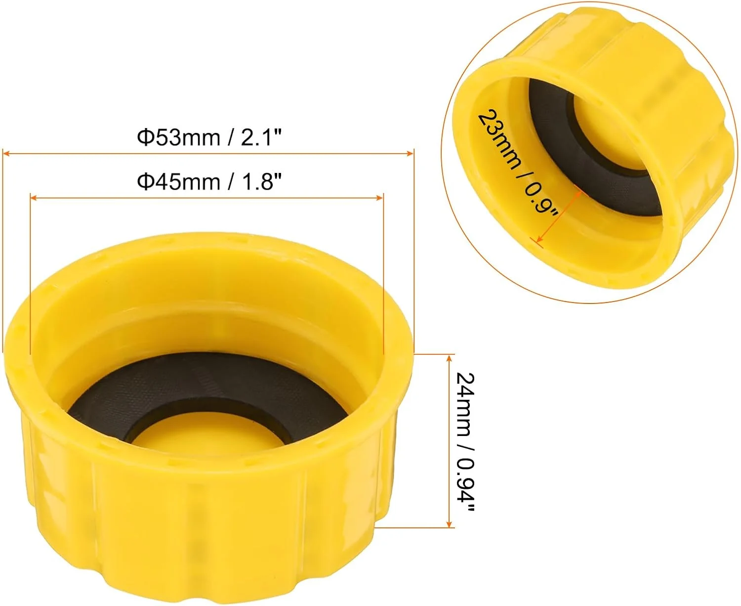 درب باک بنزین 12 عددی HARFINGTON، درب جایگزین باک بنزین با رزوه درشت برای باک بنزین، آب، زرد