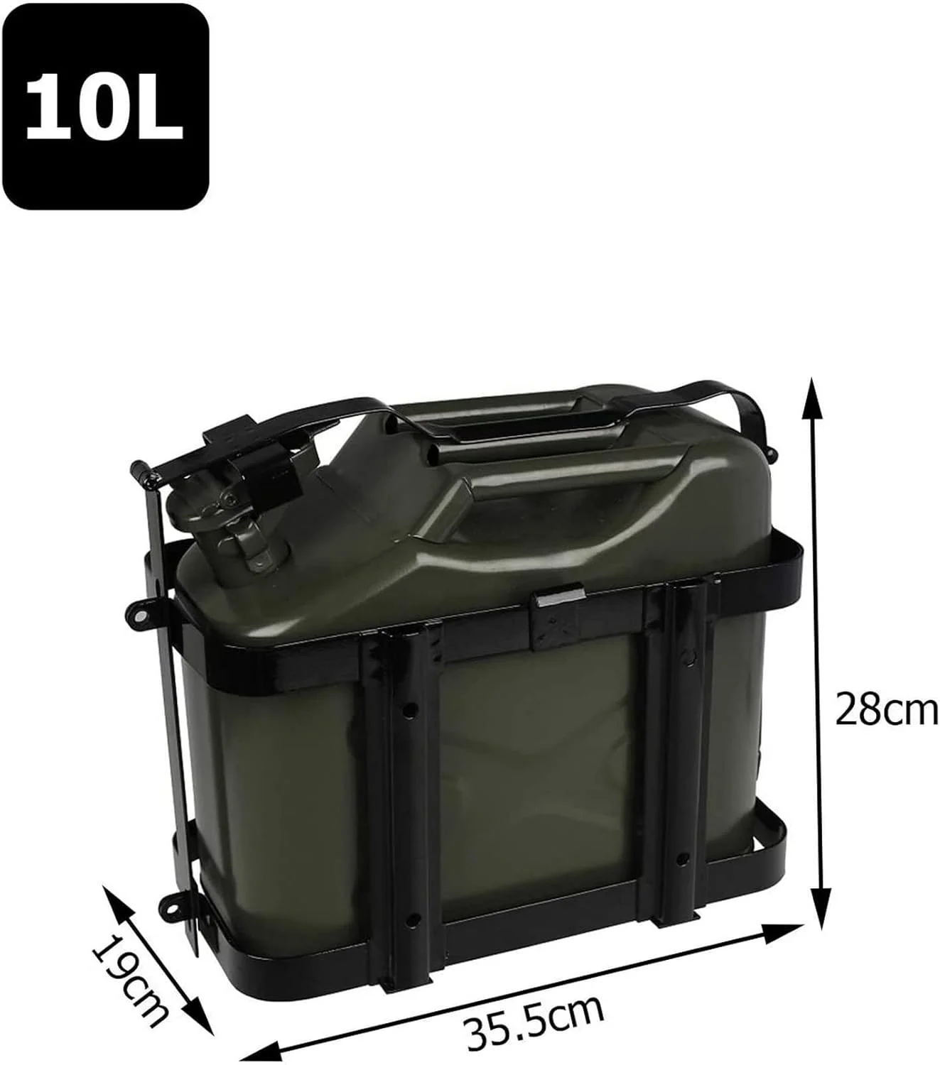 گالن سوخت 10/20 لیتری، مخزن سوخت قابل حمل با قفسه درام روغن و خروجی جهانی، گالن فلزی ضد ریزش برای خودرو و موتورسیکلت (A 10L)