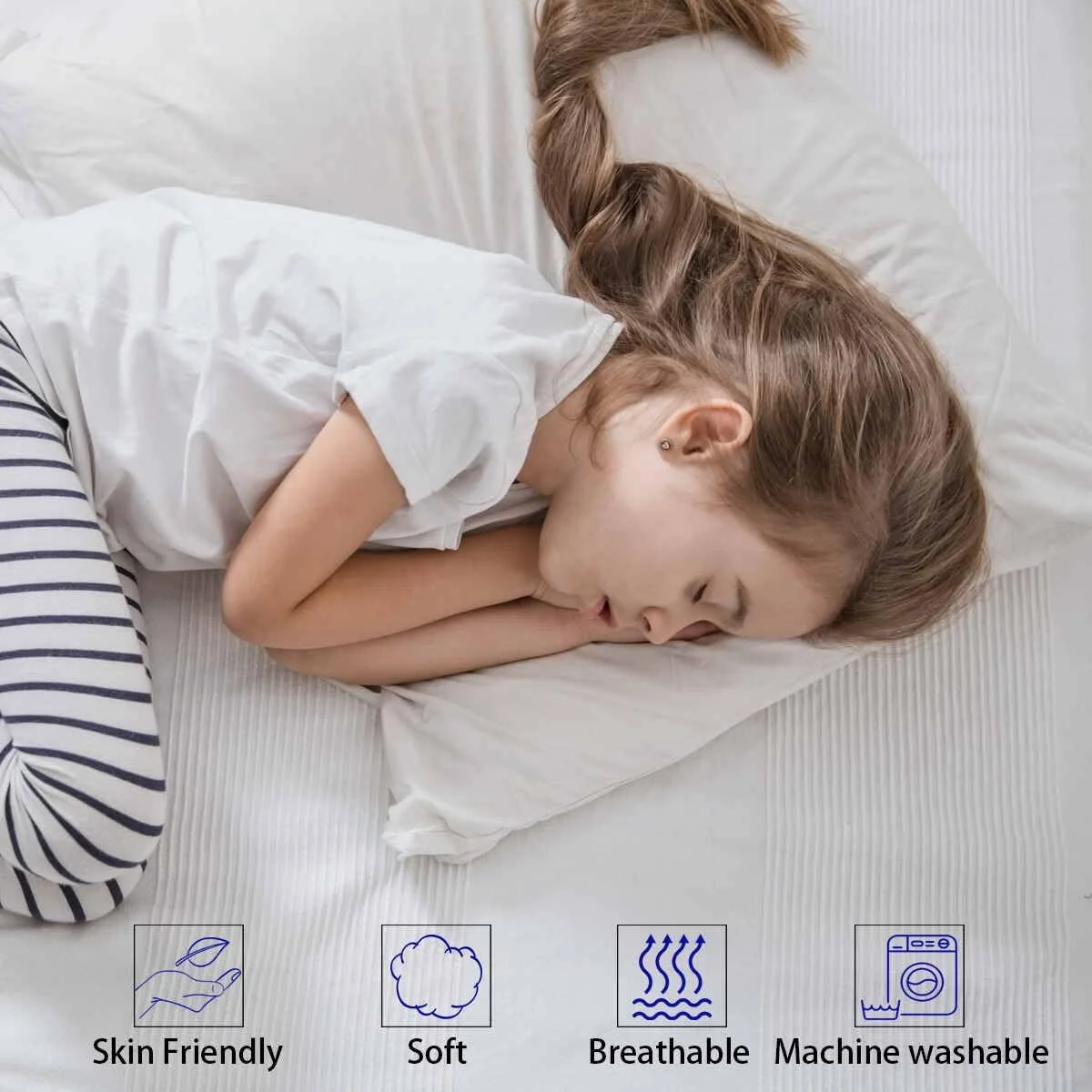 بالش های تخت خواب باریک و فوق العاده نرم سایز کویین، مناسب برای خوابیدن، بالش تخت خواب برای شکم، پشت و پهلو، قابل شستشو در ماشین لباسشویی، 50x70 سانتیمتر، بسته 2 عددی