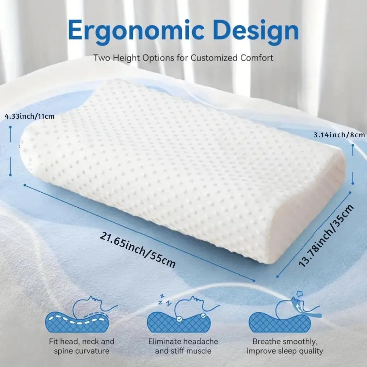 بالش مموری فوم کانتور HQue با روکش نرم و حسی، بالش ارتوپدی گردنی، مموری فوم با چگالی بالا، بالش تخت، تسکین درد گردن و شانه، مناسب برای خوابندگان پهلو، پشت و شکم بالش مموری فوم کانتور HQue با روکش نرم و حسی، بالش ارتوپدی گردنی، مموری فوم با چگالی بالا، بالش تخت، تسکین درد گردن و شانه، مناسب برای خوابندگان پهلو، پشت و شکم