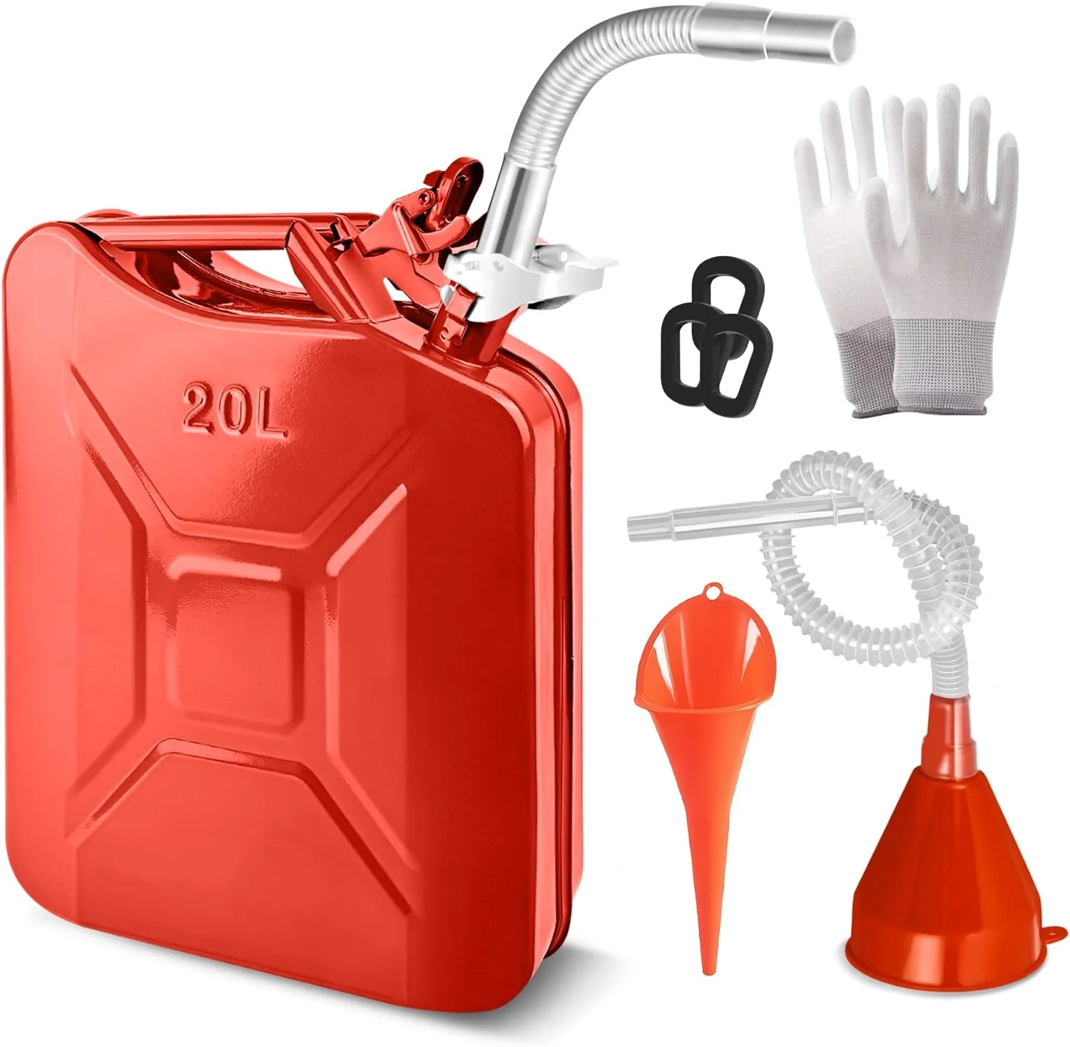 ظرف فلزی ۲۰ لیتری JOYAKA با سیستم خروجی و دسته، مناسب برای کامیون، خودرو، تجهیزات موتور سیکلت (قرمز)