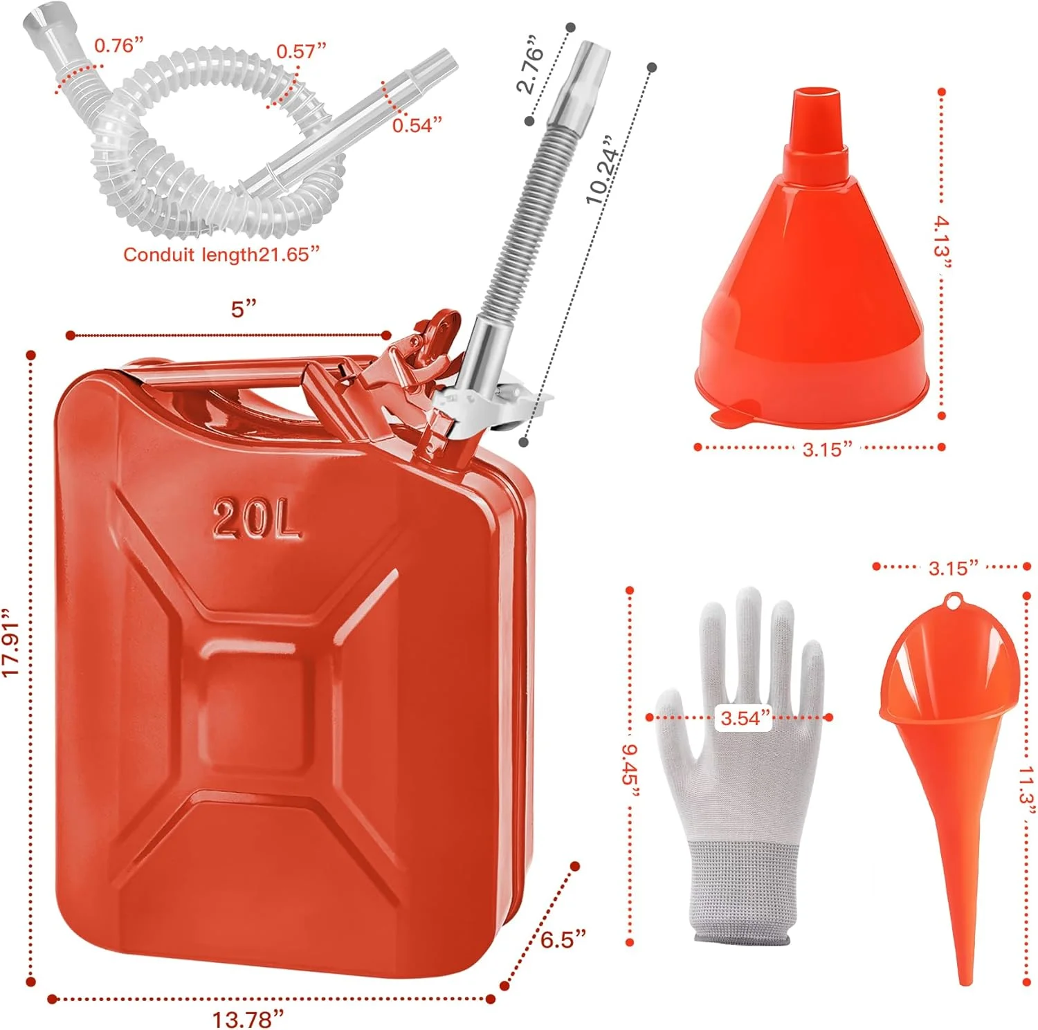ظرف فلزی ۲۰ لیتری JOYAKA با سیستم خروجی و دسته، مناسب برای کامیون، خودرو، تجهیزات موتور سیکلت (قرمز)
