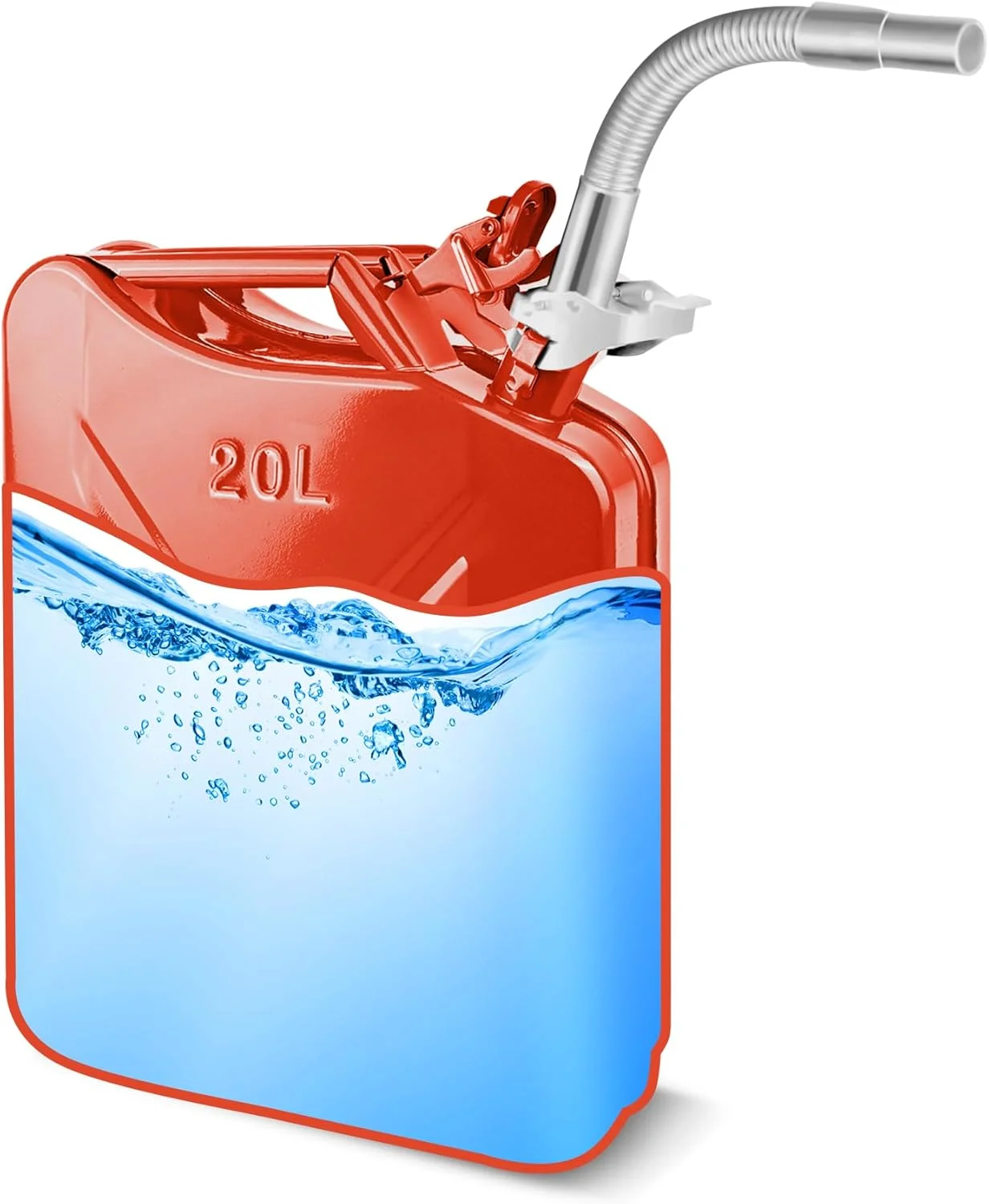 ظرف فلزی ۲۰ لیتری JOYAKA با سیستم خروجی و دسته، مناسب برای کامیون، خودرو، تجهیزات موتور سیکلت (قرمز)