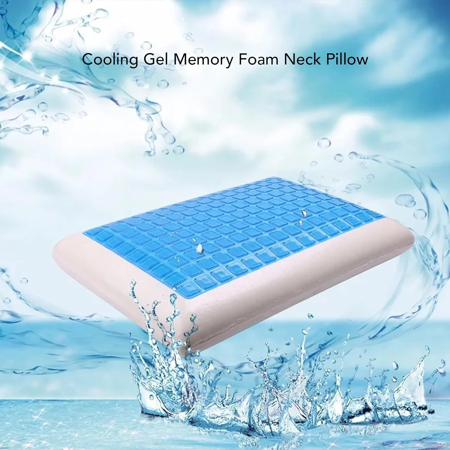 بالش فوم حافظه‌دار ژلی Luqeeg، بالش فوم حافظه‌دار ژلی خنک‌کننده، بالش خواب منفذدار با پشتیبانی ارتوپدی و تهویه برای خانه، سالن زیبایی