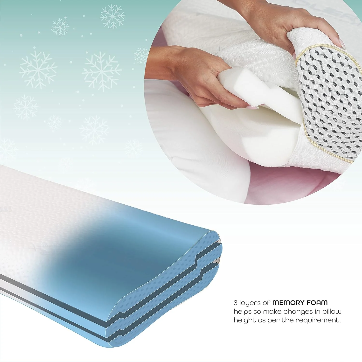 بالش مموری فوم کانتور برند مون با پارچه خنک - پشتیبانی ارتوپدی گردن و سر - تسکین درد، خروپف و میگرن - ضد حساسیت و غیر سمی - 60 x 40 x 13 سانتی متر