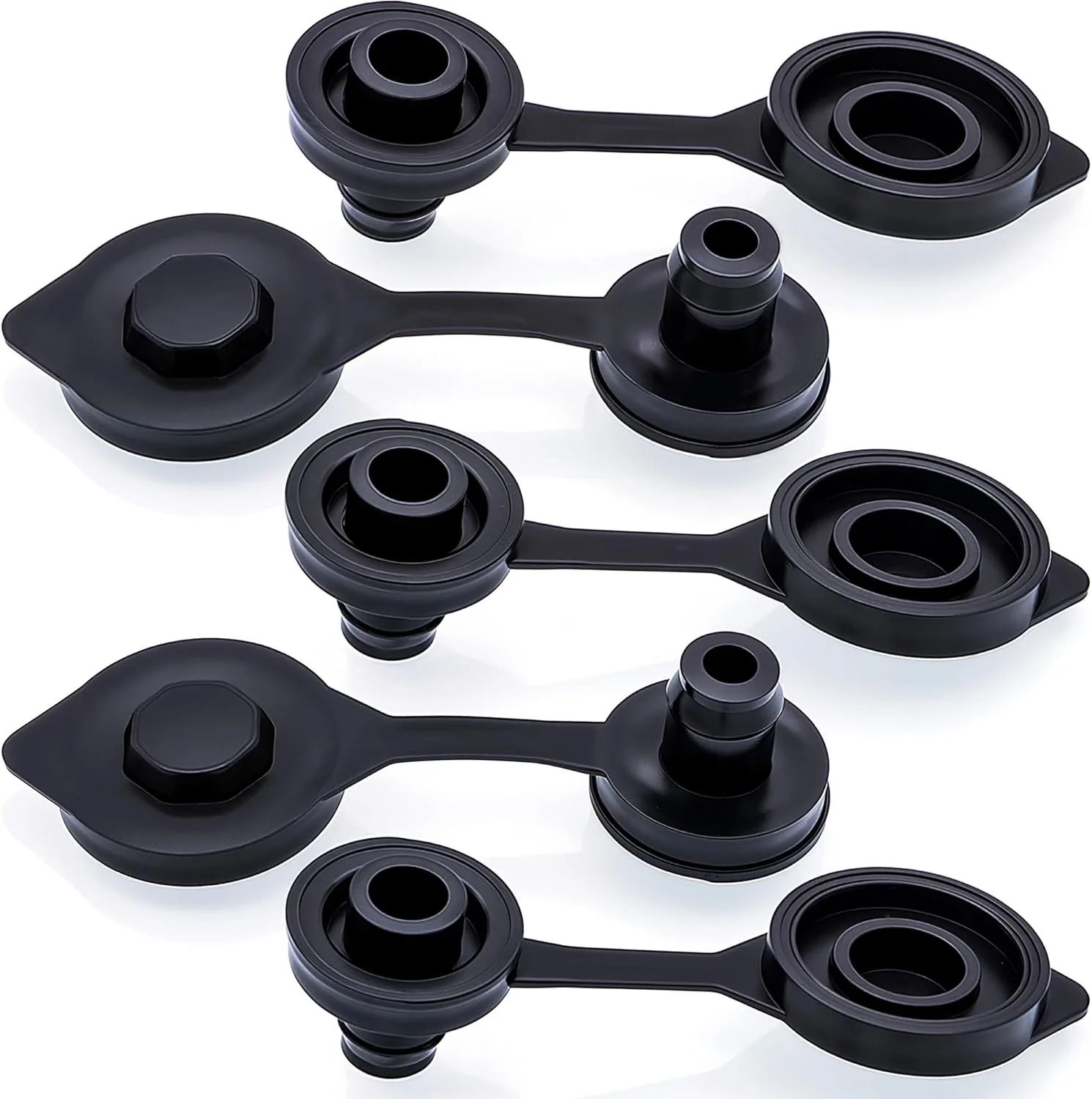 ۵ عدد درپوش هواکش قوطی کوچک یونیورسال، جایگزین درپوش هواکش قوطی مشکی، نازل انعطاف پذیر، واشر درپوش، درپوش یقه، سازگار با اکثر قوطی های آب قدیمی