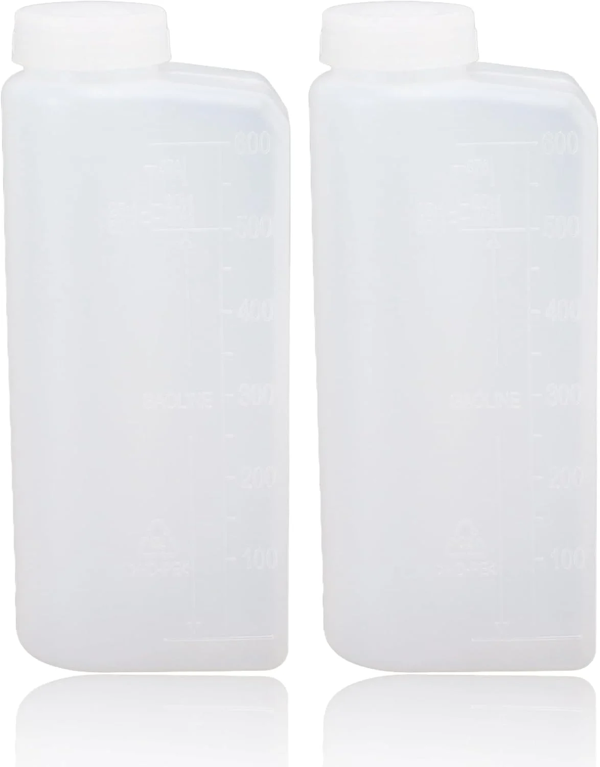 مجموعه دو عددی بطری مخلوط روغن و بنزین 600 میلی لیتری، بطری مخلوط کن روغن پلاستیکی نایلونی بادوام با دقت بالا، بطری مخلوط کن برای اره زنجیری باغبانی، علف زن و ماشین آلات آهنگری