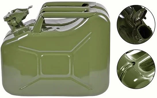 گالن 10 لیتری سبز و نگهدارنده برای سوخت بنزین، گازوئیل و غیره - طراحی جمع و جور