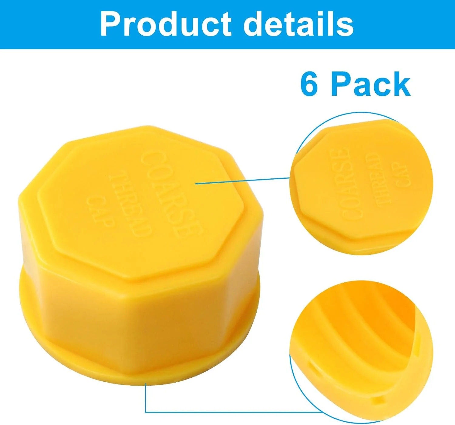 درب پلاستیکی ظروف بنزین با رزوه درشت، 6 عددی، مناسب برای ظروف 5 گالنی (زرد)