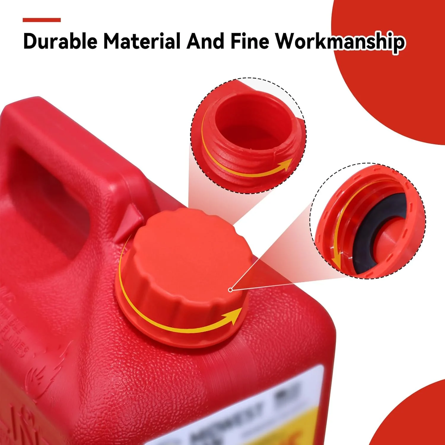 درب جایگزین برای گالن بنزین 5 گالنی، درب با رزوه درشت برای بنزین، درب قابل حمل برای مخازن پلاستیکی و فلزی 5+ گالنی، شامل جایگزینی خروجی مدل قدیمی (بسته 4 عددی)