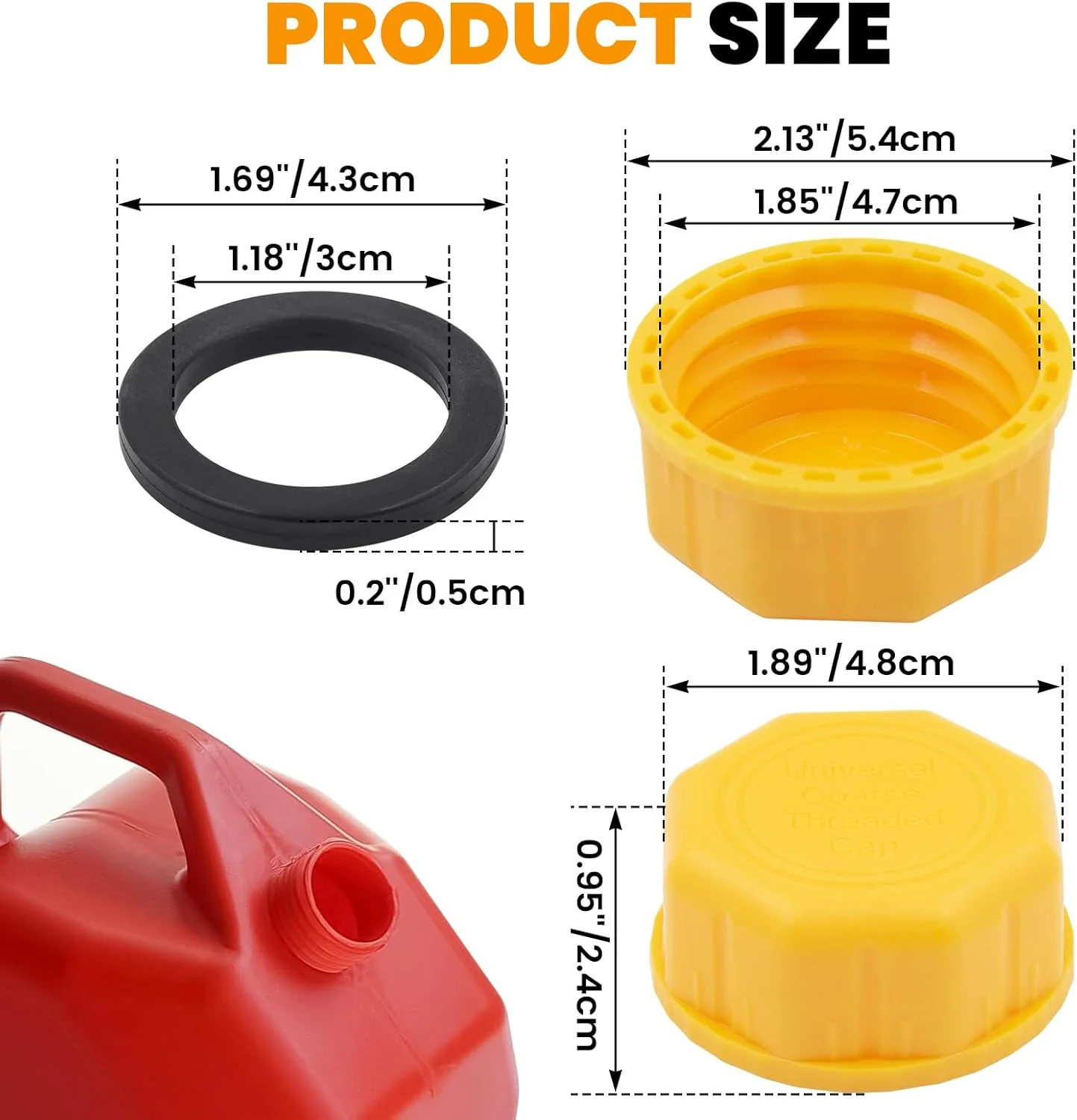 درب باک بنزین حرفه ای نیویکا ۵ گالن - درب جایگزین برای مخازن ذخیره بنزین، تانک های سوخت، ظروف آب - طراحی بادوام با رزوه درشت، ایده آل برای باک های قابل حمل و تانک های فلزی